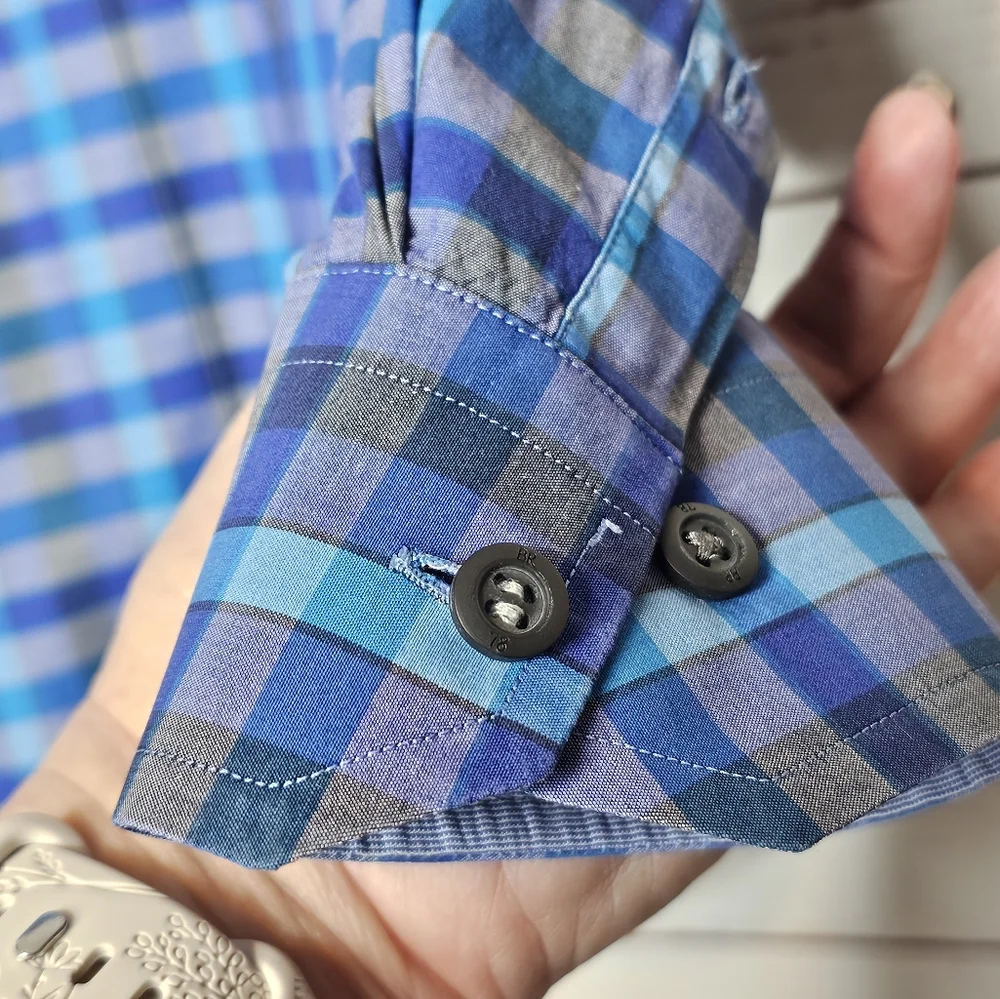 Banana Republic Slim Fit Blue Plaid Button Down Shirt